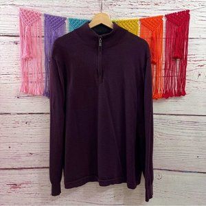 Extra Fine 100% Merino Wool Joseph Abboud Pullover Quarter Zip Sweater